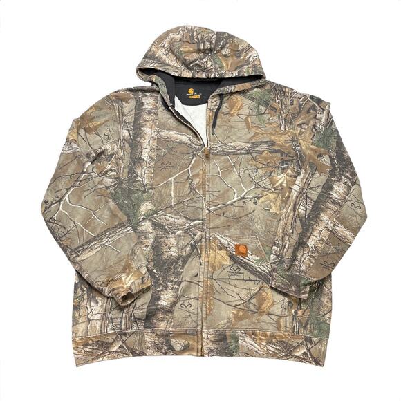 Carhartt Realtree Camo Zip Up Hoodie Mens XL Original Fit Heavyweight Workwear